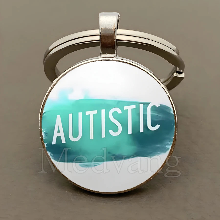 Creative Autism Consciousness Keychain Neuro Divergence Neurodiversity Glass Dome Keychain Wholesale available 25mm