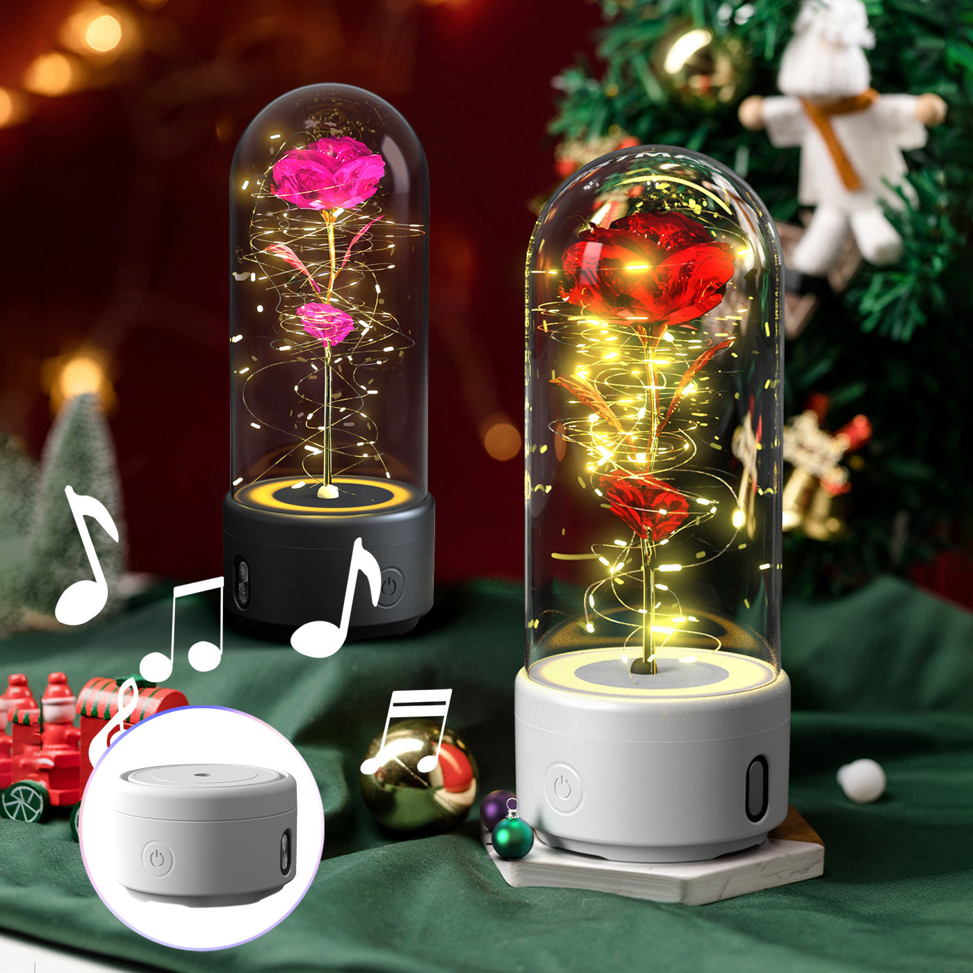 Eternal LED Rose Bluetooth Speaker – Romantic Glass Flower Lamp