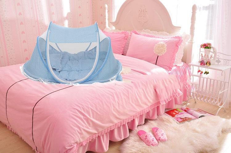 Foldable Baby bed with pilow and mosquito net- Portable and Breathable