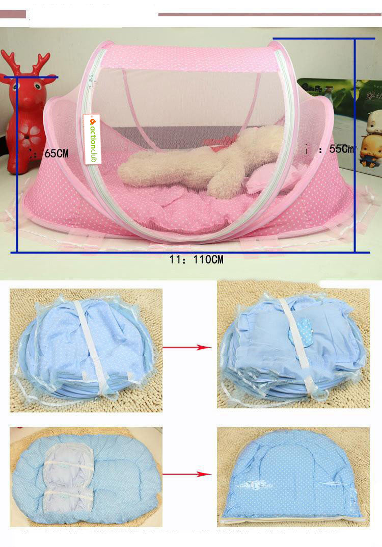 Foldable Baby bed with pilow and mosquito net- Portable and Breathable