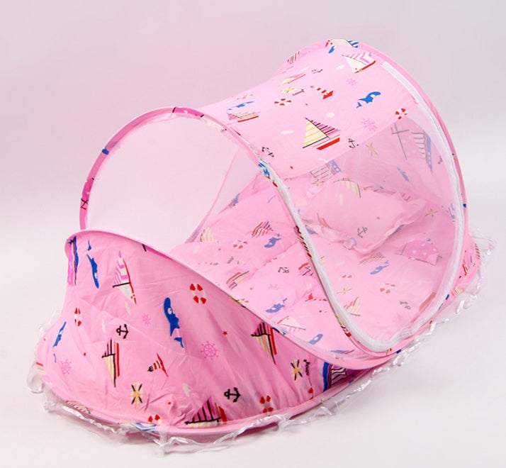 Foldable Baby bed with pilow and mosquito net- Portable and Breathable