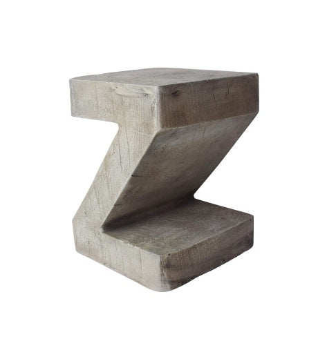 Modern Industrial Z-Shaped Side Table – Concrete Finish, Minimalist Desig