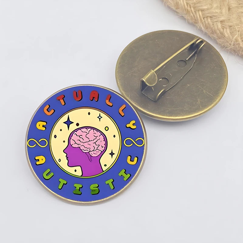 Cartoon Rainbow Autism Glass Brooch Introverted Patient Glass Cabochon Badge Clothes Bag Pin Jewelry