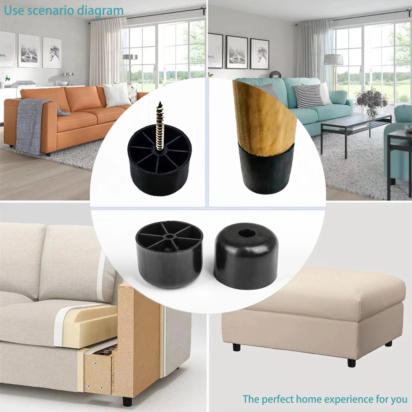 2/4pc Adjustable Leveling Chair Leg Feet Screw-in Base Sofa Furniture Legs Anti-slip And Silent Heightening Floor Protector Nail