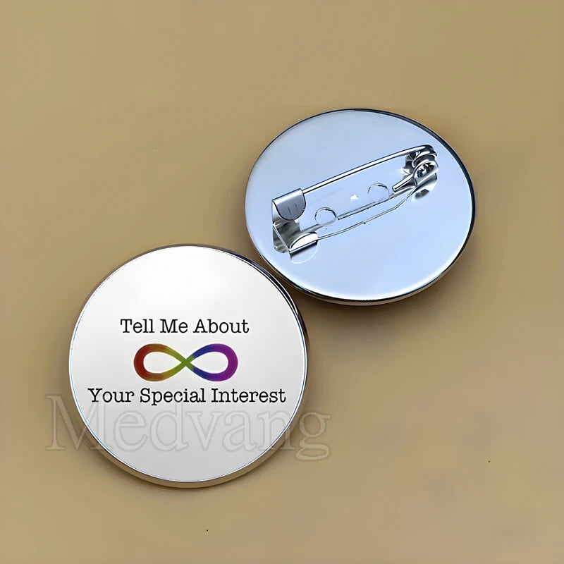 Cartoon Rainbow Autism Glass Brooch Introverted Patient Glass Cabochon Badge Clothes Bag Pin Jewelry