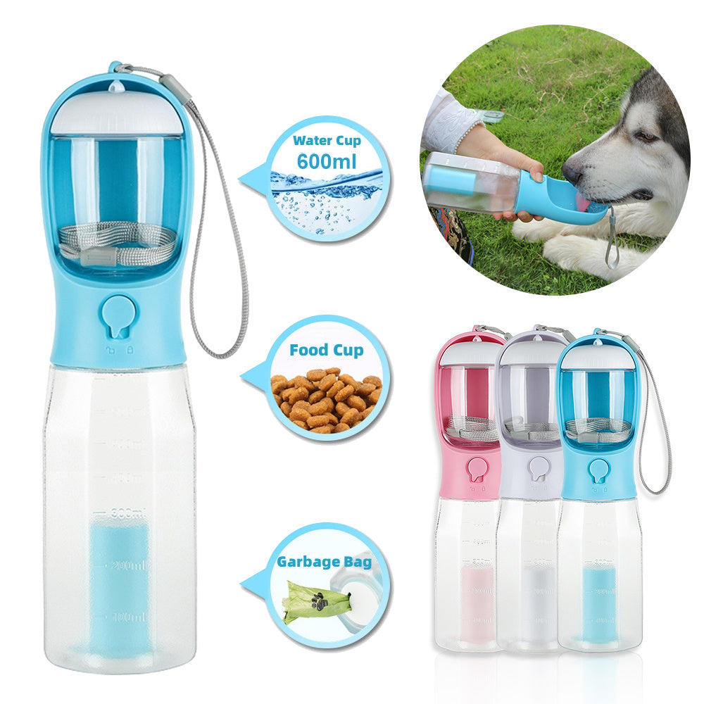 3 In 1 Leak-proof Multifunctional Dog and Cat  Water Bottle - Feeder, Drinker and waste dispenser