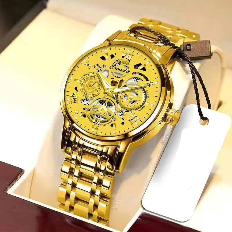 Fashion Jewelry Hollow Men's Watch Men's Waterproof Luminous Calendar