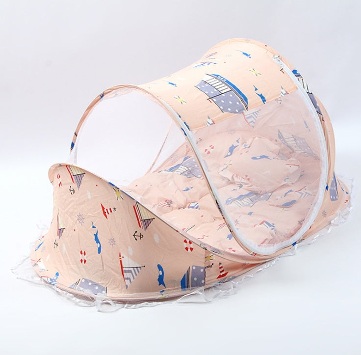 Foldable Baby bed with pilow and mosquito net- Portable and Breathable