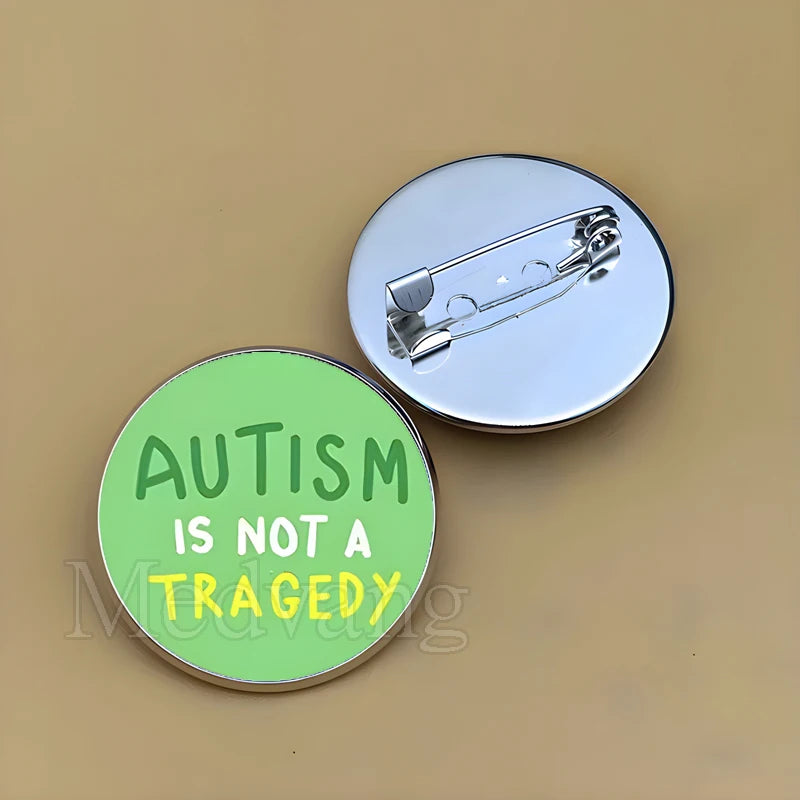 Cartoon Rainbow Autism Glass Brooch Introverted Patient Glass Cabochon Badge Clothes Bag Pin Jewelry