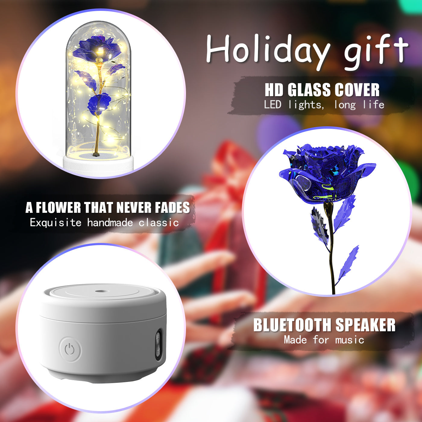 Eternal LED Rose Bluetooth Speaker – Romantic Glass Flower Lamp