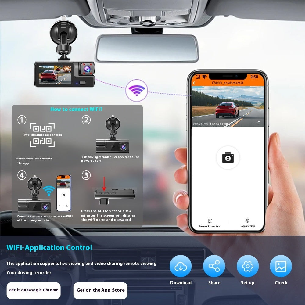 Driving Recorder Supports WiFi Mobile Phone Interconnection Reversing Image