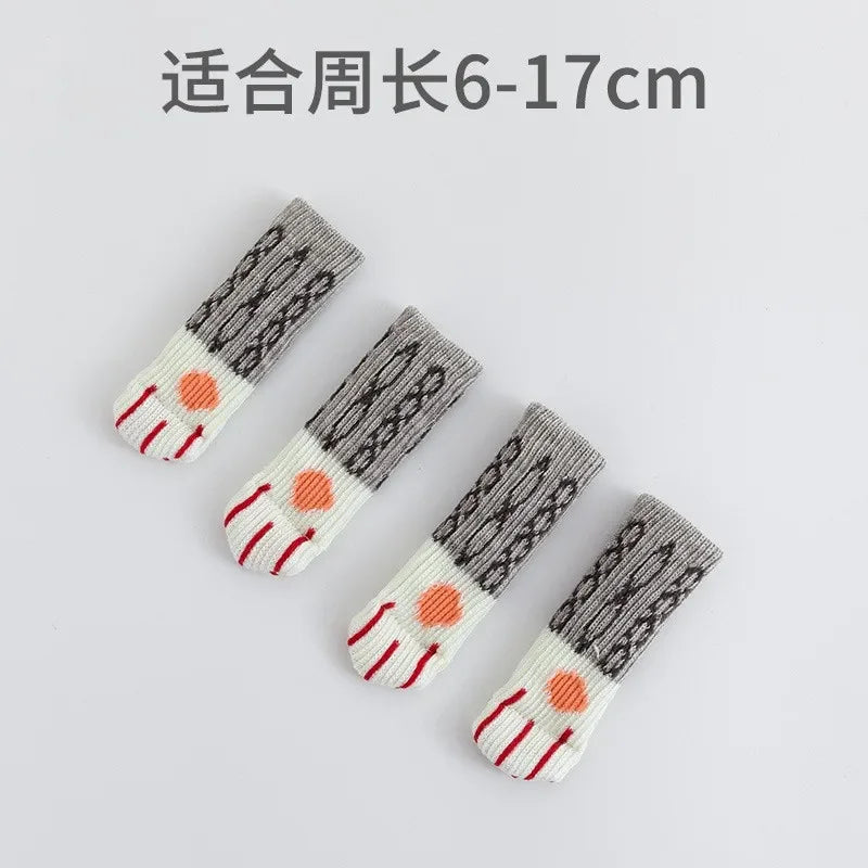 4Pcs/Set Creativity Cat Paw Table Foot socks Chair Leg Covers Floor Protectors Knitted Socks Mute Wear-Resistant Non-slip Mat