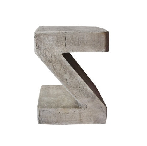 Modern Industrial Z-Shaped Side Table – Concrete Finish, Minimalist Desig