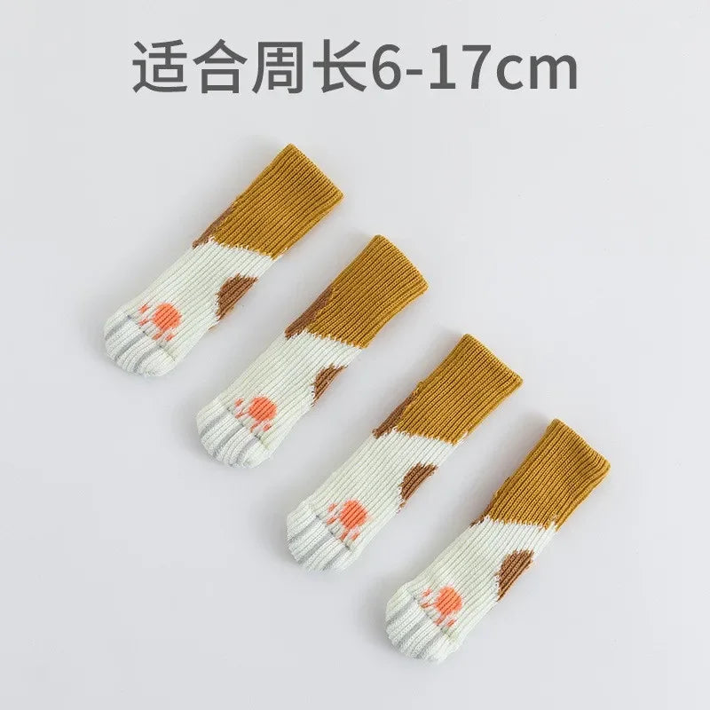 4Pcs/Set Creativity Cat Paw Table Foot socks Chair Leg Covers Floor Protectors Knitted Socks Mute Wear-Resistant Non-slip Mat