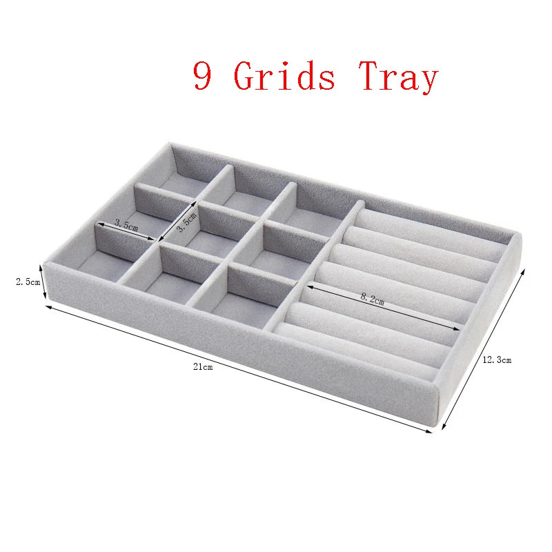 Velvet Jewelry Display Tray Exquisite Jewellery Holder Portable Ring Earrings Necklace Organizer Storage Box Organizator Trays